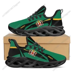 Jamaica Flag & Coat of Arms Printed Lightweight Mesh Running Sneakers