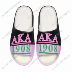 Alpha Kappa Alpha AKA 1908 Sorority Slides - Pink and Green Women's Casual Sandals