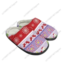 Festive Christmas Themed Fuzzy House Slippers - Winter Indoor Comfort Shoes
