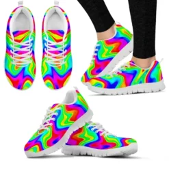 Vibrant Rainbow Psychedelic Swirl Lightweight Walking Sneakers