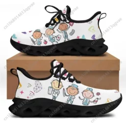 Cartoon Medical Nurse Doctor Print Sneakers - Lightweight Breathable Walking Shoes for Healthcare Professionals