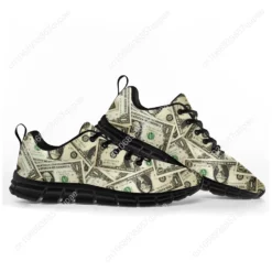 Men's and Women's US One Dollar Bill Print Athletic Sneakers - Lightweight Money Pattern Running Shoes