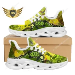 Sea Turtle Aboriginal Art Print Men's Lightweight Running Shoes - Green/Yellow