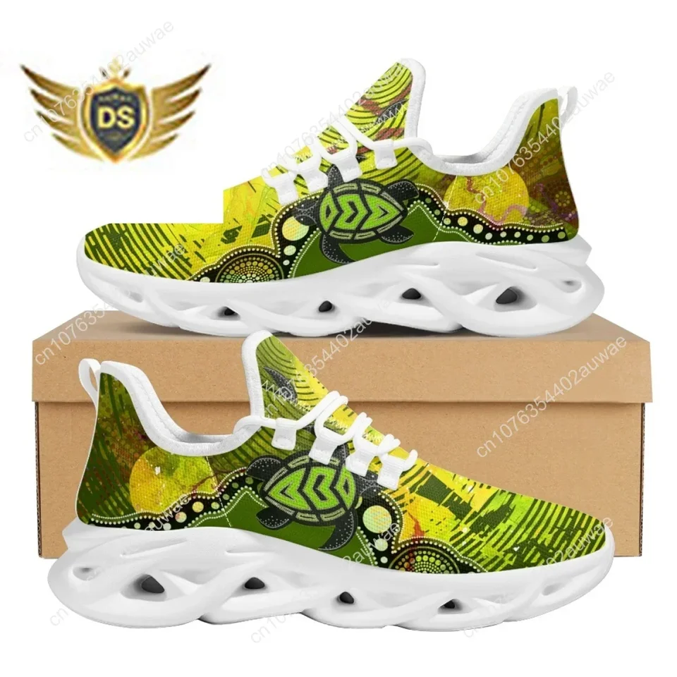 Sea Turtle Aboriginal Art Print Men's Lightweight Running Shoes - Green/Yellow