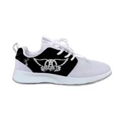 Aerosmith Band Wings Logo White & Black Lightweight Mesh Sneakers