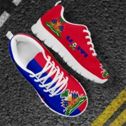 Haiti Flag Pattern Sneakers - Unisex Lightweight Breathable Running Shoes