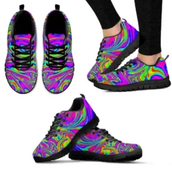 Vibrant Psychedelic Trippy Pattern Women's Sneakers - Colorful Abstract Art Walking Shoes