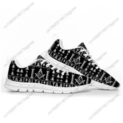 Masonic Square and Compasses Ugly Sweater Pattern Men's Running Sneakers