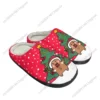 Christmas Gingerbread Man & Tree Plush Slippers - Red Festive Indoor Shoes