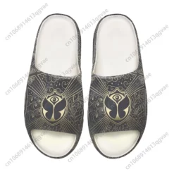 Tomorrowland Music Festival Eye Logo Slide Slippers - Black and Gold Graphic Slides