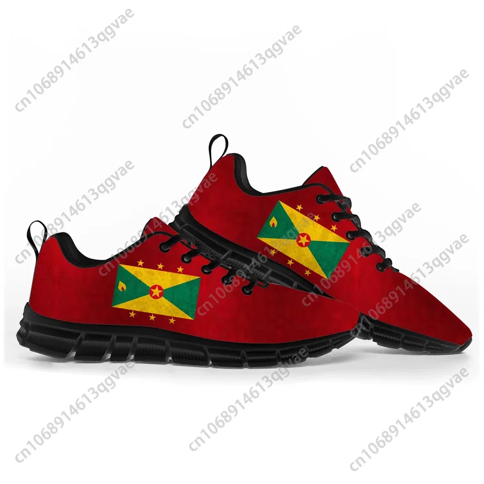 Grenada Flag Pattern Men's and Women's Lightweight Running Shoes - Red Patriotic Sneakers