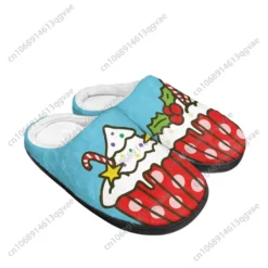Festive Christmas Cupcake Plush Slippers - Soft Indoor Holiday Footwear
