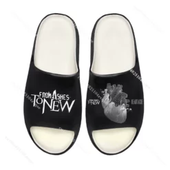 From Ashes to New Heartache Graphic Slides - Black & White Rock Band Sandals