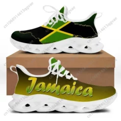 Jamaica Flag & Map Pattern Men's & Women's Lightweight Breathable Running Shoes - Jamaican Pride Sneakers