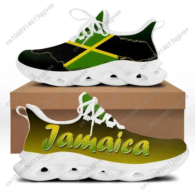 Jamaica Flag & Map Pattern Men's & Women's Lightweight Breathable Running Shoes - Jamaican Pride Sneakers