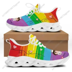 Rainbow Cartoon Nurse Printed Women's Sneakers - Lightweight Nursing Walking Shoes