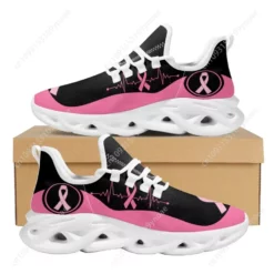 Breast Cancer Awareness Pink Ribbon Sneakers - Women's Lightweight Running Shoes