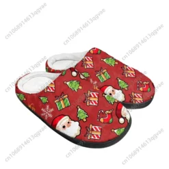 Christmas Santa Claus Plush Slippers - Warm Red Indoor House Shoes