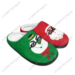 Unisex Christmas Plush Slippers - Fun Santa Claus and Snowman Fuzzy House Shoes