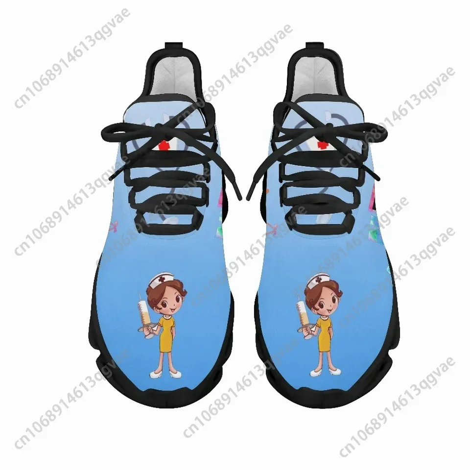 Nurse Theme Cartoon Print Lightweight Walking Shoes for Women, Blue