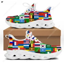 Unisex World Flags Print Lightweight Breathable Running Sneakers