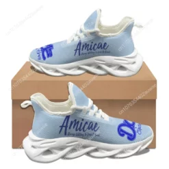 Amicae Women's Lightweight Breathable Sneakers - Light Blue & White Walking Shoes