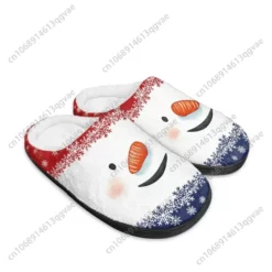 Winter Christmas Snowman Plush Slippers - Warm Cozy Indoor House Shoes