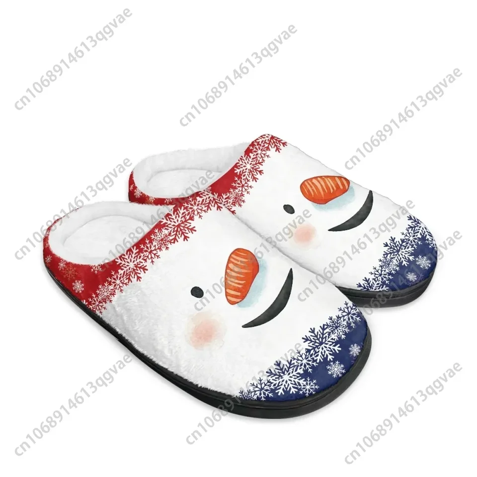 Winter Christmas Snowman Plush Slippers - Warm Cozy Indoor House Shoes