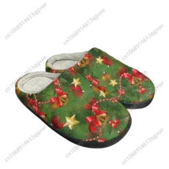 Festive Christmas Tree Pattern Plush House Slippers - Cozy Holiday Indoor Shoes