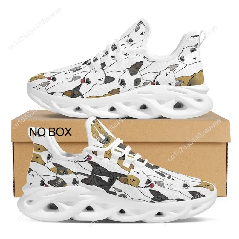 English Bull Terrier Dog Print Sneakers - White Patterned Athletic Shoes for Men and Women