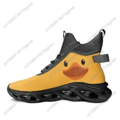 Yellow Duck Face High-Top Breathable Sneakers with Thick Sculptural Sole