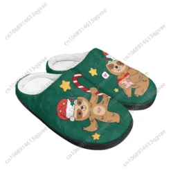 Women's Holiday Sloth Plush House Slippers - Green Christmas Indoor Shoes