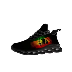 Rasta Lion of Judah Lightweight Running Sneakers - Men's Black Breathable Athletic Shoes