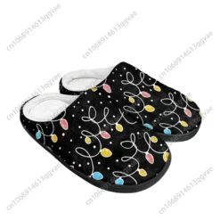 Festive Christmas Light Bulb Pattern Fleece Lined Indoor Slippers