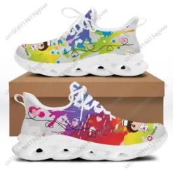 Nurse-Themed Colorful Paint Splatter Sneakers - Lightweight Breathable Walking Shoes for Women