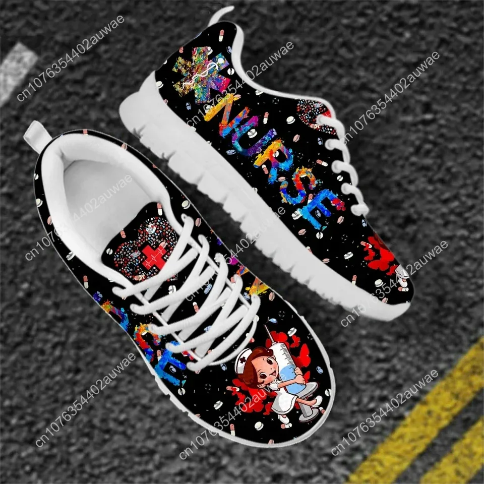 Colorful Nurse Print Sneakers for Women - Lightweight Breathable Medical Themed Nursing Shoes