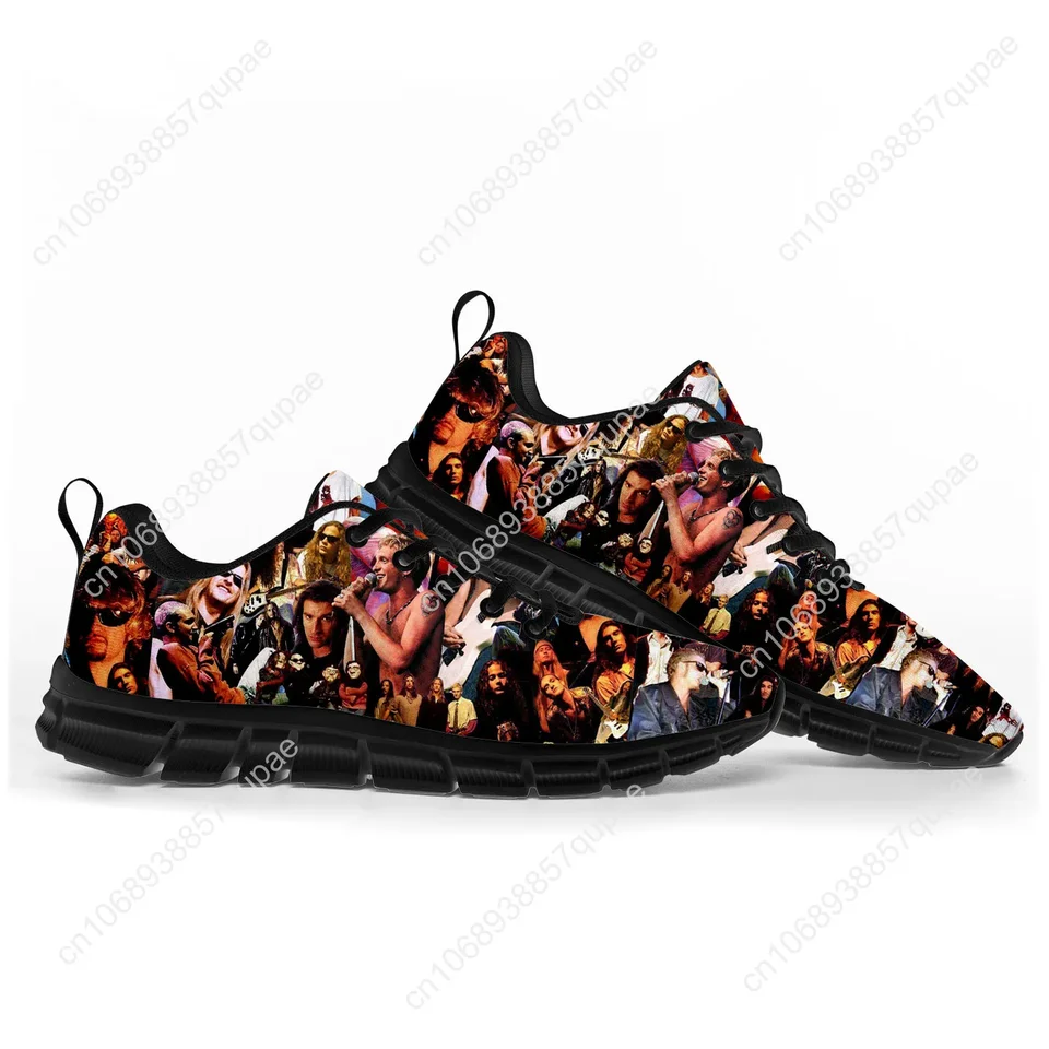 Alice in Chains Rock Band Collage Print Sneakers - Lightweight Breathable Walking Shoes