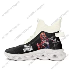 Billy Strings Fan Art Men's High-Top Mesh Sneakers - White/Black Bluegrass Musician Shoes