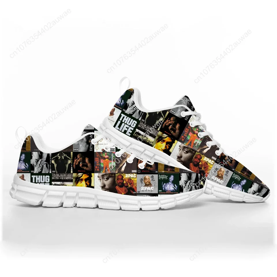 2Pac Tupac Shakur All-Over Print Sneakers, Hip Hop Rapper Collage Men's Women's Casual Shoes