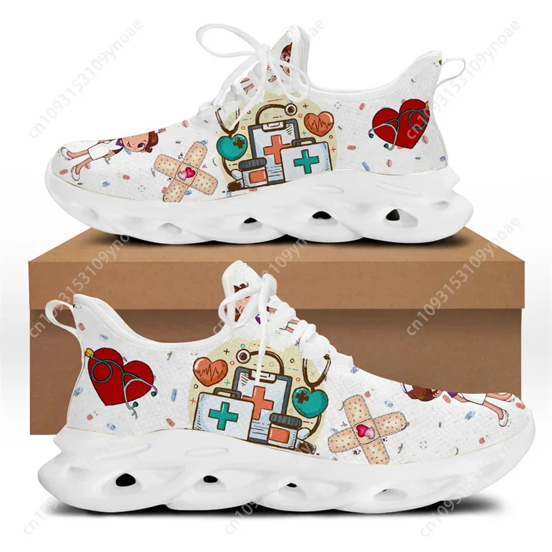 Women's Nurse Theme Lightweight Walking Sneakers - Medical Printed Shoes