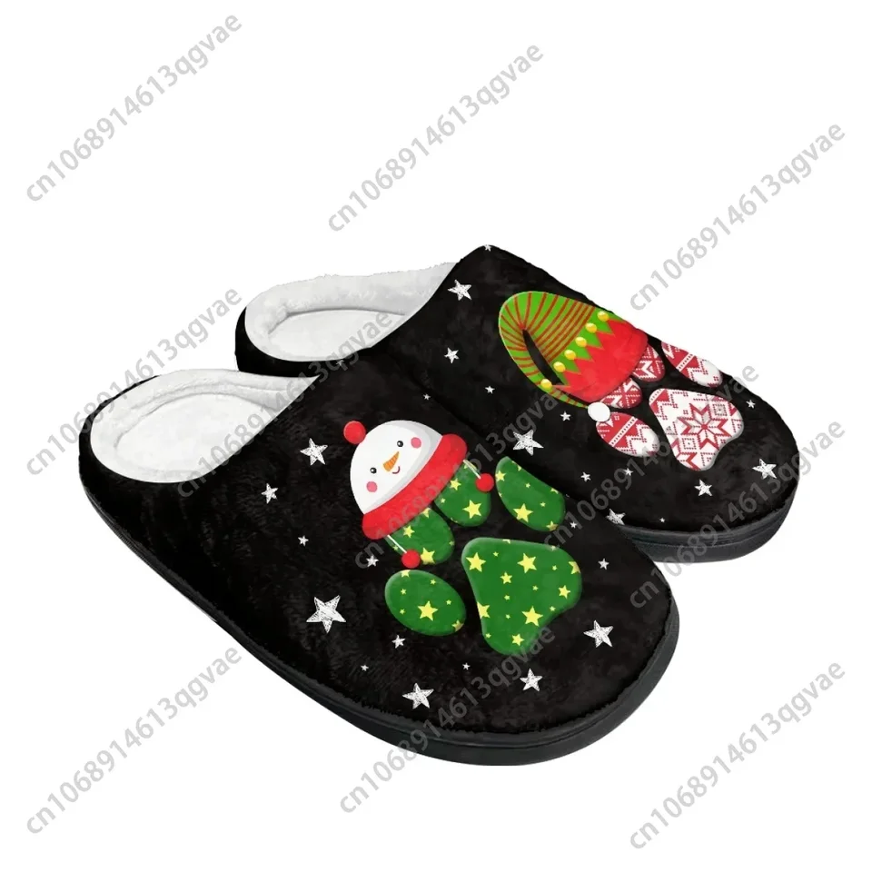Festive Christmas Plush Slippers with Warm Fuzzy Lining and Snowman Elf Designs