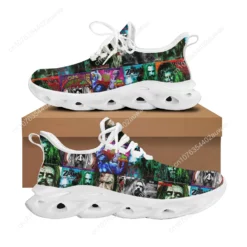 Rob Zombie Album Art Collage Print Men's White Chunky Sneakers - Horror Rock Style Running Shoes