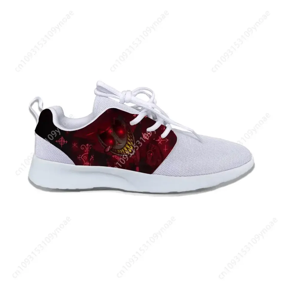 Alastor Hazbin Hotel Printed White Sneakers - Casual Lightweight Mesh Walking Shoes