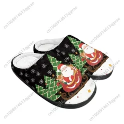 Festive Santa Claus and Reindeer Christmas Slippers - Warm Plush Indoor House Shoes