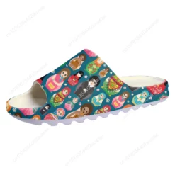 Russian Nesting Doll Pattern Slide Sandals - Lightweight Matryoshka Summer Slippers