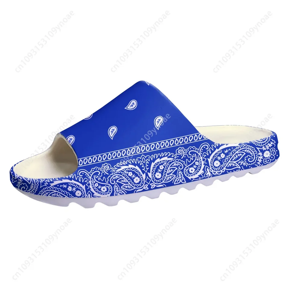Blue Bandana Paisley Print Slide Sandals - Unisex Comfort Slip-On Footwear