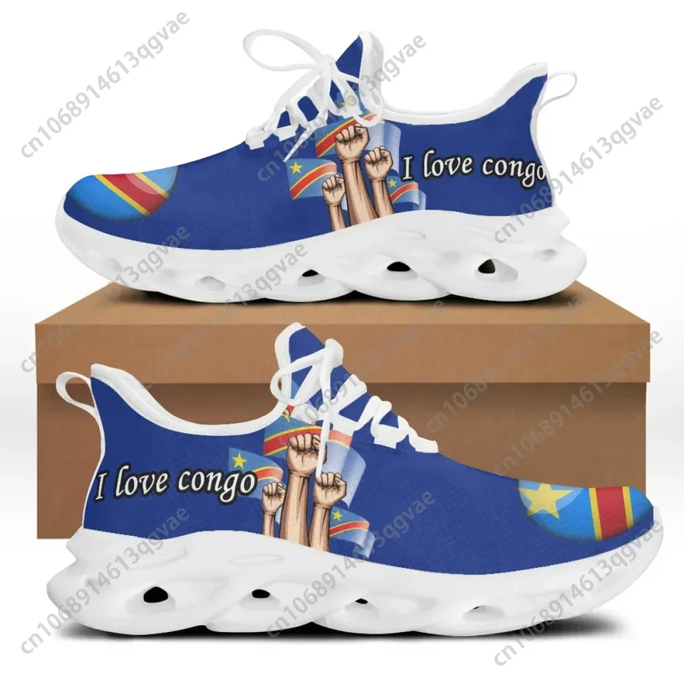 I Love Congo Flag Men's Graphic Sneakers - Lightweight Breathable Mesh Running Shoes