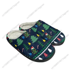 Christmas Tree Pattern Winter Plush House Slippers for Men & Women