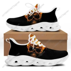 Flaming Skull Graphic Print Men's Lightweight Running Shoes