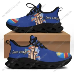I Love Congo Men's & Women's Running Shoes - Democratic Republic of Congo Flag Sneakers, Lightweight Breathable Athletic Walking Shoes